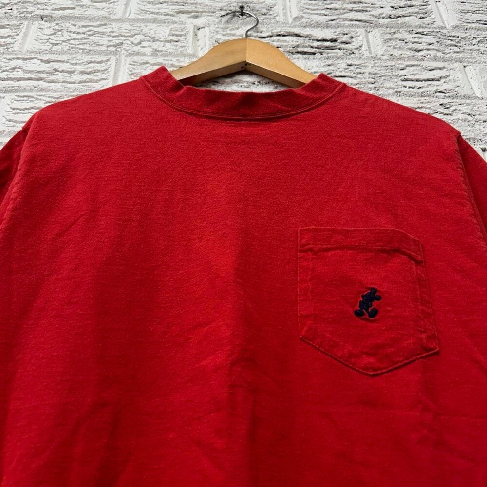 Vintage Disney‎ Mickey Mouse Frocket Tee Shirt Red Medium